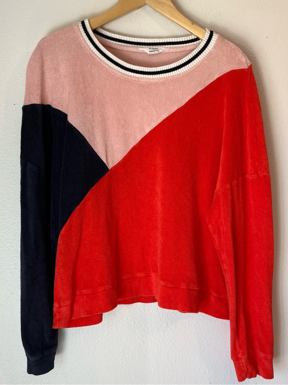 Splendid x Margherita Missoni Color Block Terry Sweatshirt Pullover
